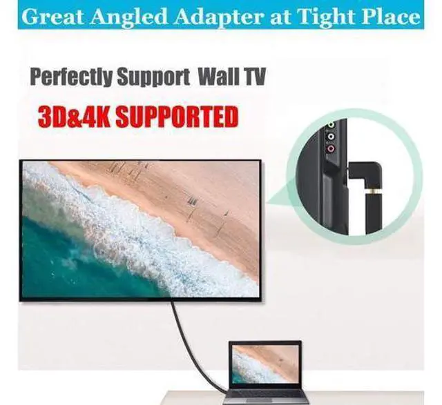 Alt view image 7 of 7 - 6 Pack HDMI 2.0 Male to Female Angled Adapter Left Right Up Down 90 270 Degree Right Angle HDMI Cable Connector Gold Plated 3D 4K Supported