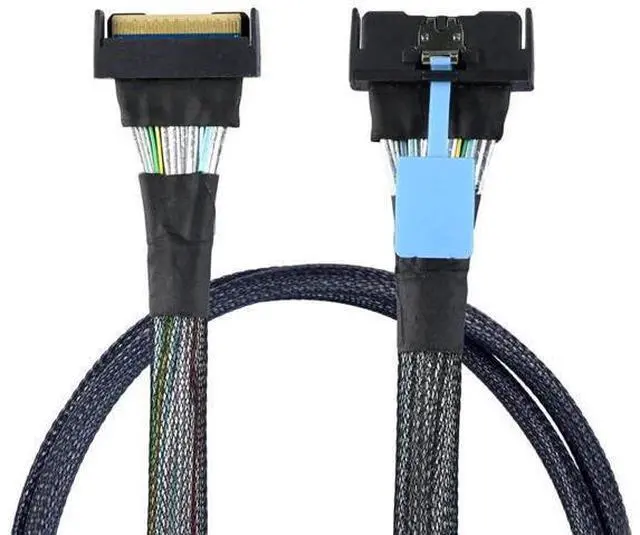 Main image of PCI-E 5.0 Mini Cool Edge IO MCIO STR SFF-8654 PCI-E Slimline SAS 8i 74Pin Male to SFF-8654 SAS 4.0 74Pin Male SFF-8654 Extender Cable 50cm