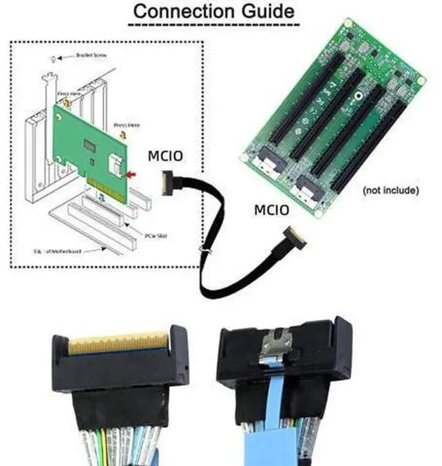 Alt view image 4 of 7 - PCI-E 5.0 Mini Cool Edge IO MCIO STR SFF-8654 PCI-E Slimline SAS 8i 74Pin Male to SFF-8654 SAS 4.0 74Pin Male SFF-8654 Extender Cable 50cm