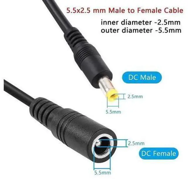 Alt view image 5 of 7 - 8A 5.5 x 2.5mm Female to Male DC Power Extension Cable, Cable Length:10m 10m (Black)
