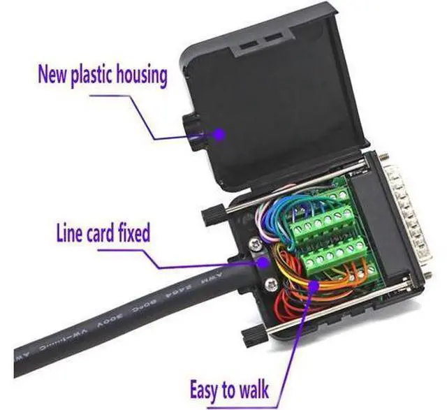 Alt view image 7 of 7 - DB25 Breakout Board Solder-Free Female Adapter 25-pin Port Adapter to Terminal Connector Signal Module Long Bolts and Nuts with case