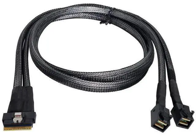 Main image of PCI-E Ultraport Slimline SAS Slim 4.0 SFF-8654 8i 74pin to Dual SFF-8643 4i Mini SAS HD Cable PCI-Express 50cm