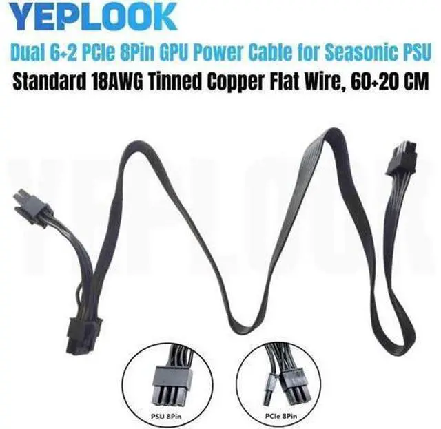 Main image of PCIe Dual 8Pin 6+2Pin GPU Power Cable for Seasonic FOCUS PLUS GOLD, Platinum, PX, GX, SGX 1000W, 850W, 750W, 650W Modular Power