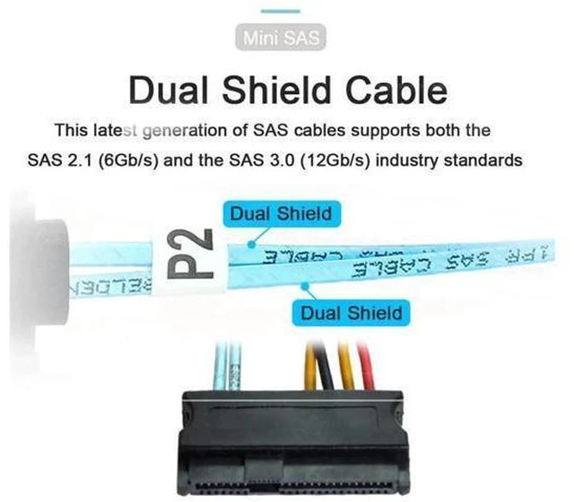 Alt view image 3 of 7 - Vszerda Slimline SAS 4.0 SFF-8654 4i 38pin Host to 4 SAS 29pin SFF-8654 Target Hard Disk Fanout Raid Cable 100cm