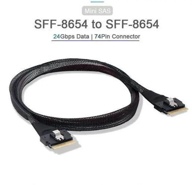 Alt view image 3 of 7 - PCI-E Slimline SAS 4.0 SFF-8654 8i 74pin Host to SFF-8654 74Pin Slim SAS Target Cable 50cm