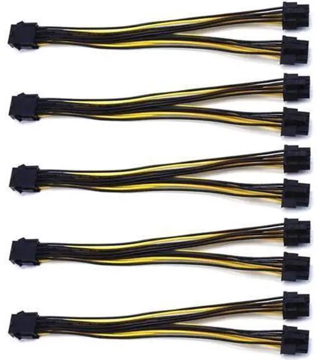 Main image of 5-Pack PCI-E 8Pin to 2X 8 Pin (6+2) Power Splitter Cable for PCIE PCI Express Image Card Y - Splitter Extension Cable