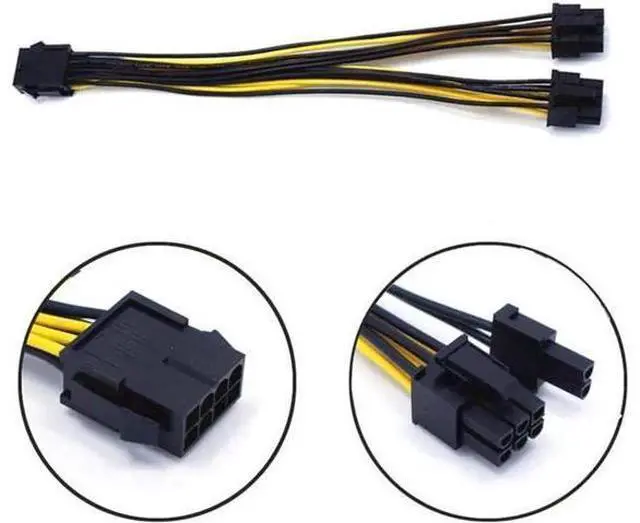 Alt view image 2 of 6 - 5-Pack PCI-E 8Pin to 2X 8 Pin (6+2) Power Splitter Cable for PCIE PCI Express Image Card Y - Splitter Extension Cable