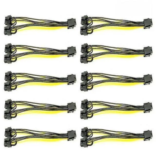 Alt view image 2 of 3 - FOR 5PCS PCI-E 6-pin to Dual 6+2-pin (6-pin/8-pin) Power Splitter Cable Graphics Card PCIE PCI Express 6Pin to Dual 8Pin Power Cable
