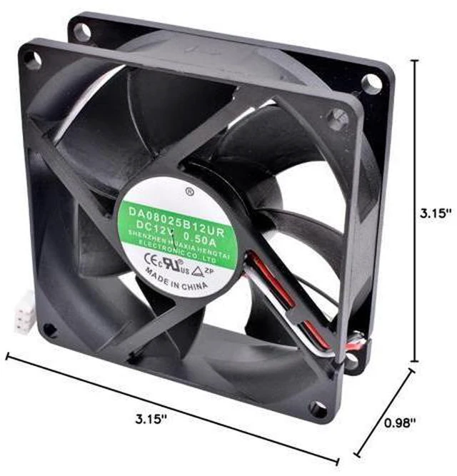 Alt view image 5 of 5 - DA08025B12UR 8cm 8025 80x80x25mm 80mm Fan DC12V 0.50A Double-Ball high-Volume Cooling Fan for Chassis Server Inverter