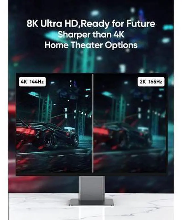 Alt view image 5 of 7 - 8K DisplayPort Cable 10 FT/3M, DP to DP Cable 1.4,Support 8K@60Hz, 4K@144Hz, 2K@165Hz Video Resolution & HDR,Gray