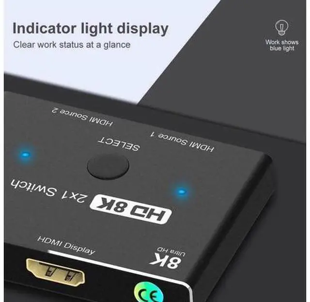 Alt view image 4 of 7 - HDMI 2.1 Ultra HD High Speed 48Gbps Directional Switch Only 2in1out 8K@60Hz 4K@120Hz Splitter Converter Adapter