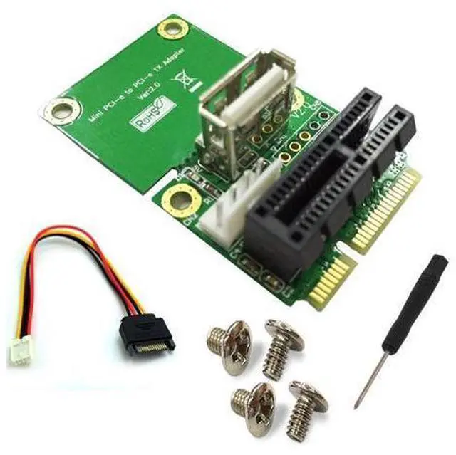Main image of PCI-E 1X to Half/Full Mini PCI-E Adapter Converter Mini PCIe Adapter with 4Pin to SATA Power Cable for WindowsXP/7/8/10