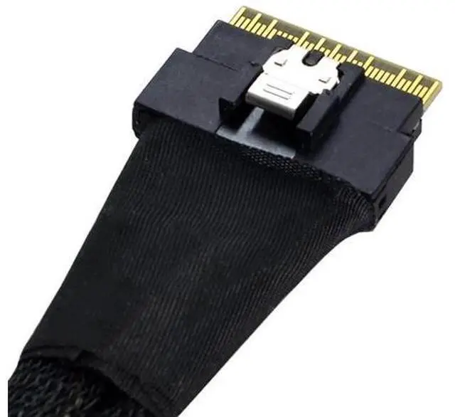 Alt view image 2 of 7 - PCI-E Ultraport Slimline SAS Slim 4.0 SFF-8654 8i 74pin to Dual Oculink SFF-8611 Cable 50cm PCI-Express