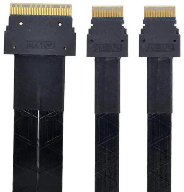 Main image of PCI-E Ultraport Slimline SAS Slim 4.0 SFF-8654 8i 74pin to Dual SFF-8654 4i 38Pin Cable 50cm PCI-Express