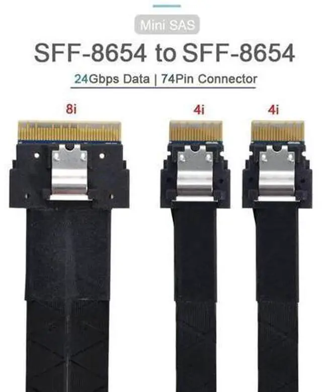 Alt view image 2 of 7 - PCI-E Ultraport Slimline SAS Slim 4.0 SFF-8654 8i 74pin to Dual SFF-8654 4i 38Pin Cable 50cm PCI-Express