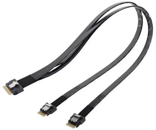 Alt view image 7 of 7 - PCI-E Ultraport Slimline SAS Slim 4.0 SFF-8654 8i 74pin to Dual SFF-8654 4i 38Pin Cable 50cm PCI-Express