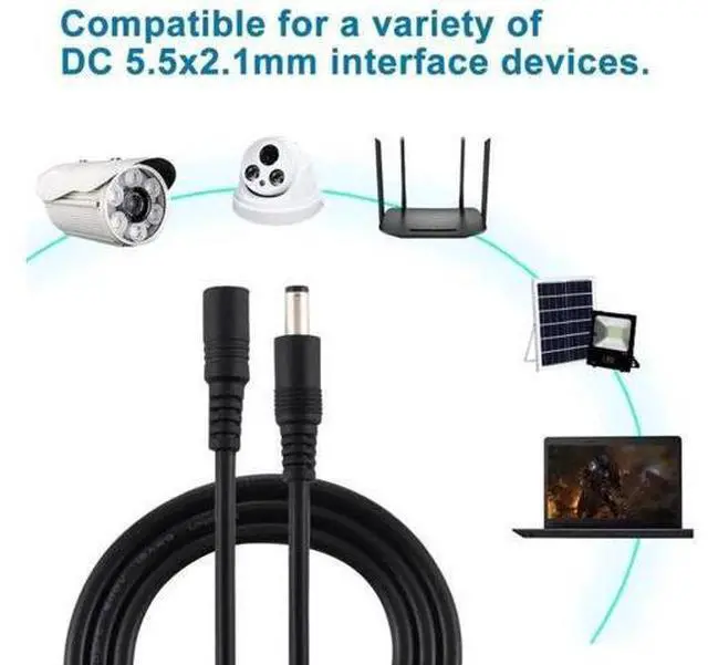 Alt view image 6 of 7 - 8A 5.5 x 2.1mm Female to Male DC Power Extension Cable 10m (Black)