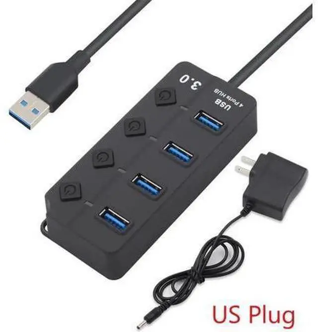 Main image of Powered USB Hub 3.0, 4-Port USB Data Hub Splitter with One Smart Charging Port and Individual On/Off Switches Power LED and 5V Power Adapter, USB Extension for MacBook, Mac Pro/Mini