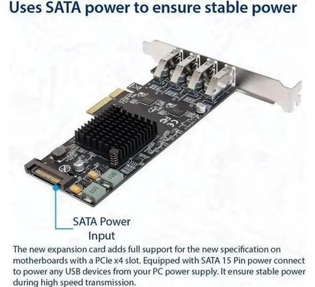 Alt view image 5 of 5 - USB 3.1 Gen 2 10 Gbps 4 Port Type-A PCI-e 3.0 x4 ASMedia ASM3142 Controller,SI-PEX20233