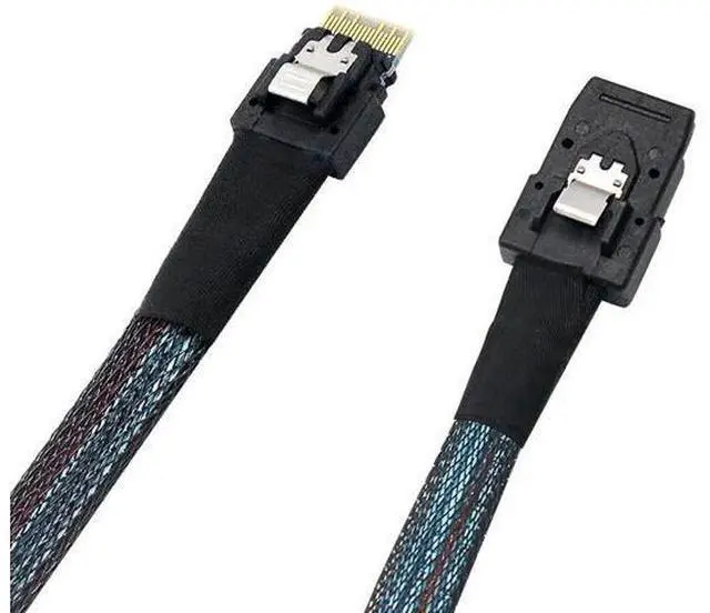 Alt view image 3 of 5 - 2PCS SFF-8654 to SFF-8087, Slim Line SAS 4.0 SFF-8654 4i 38 Pin Host to Mini SAS 4i SFF-8087 36 Pin Target Cable 1.6FT Black