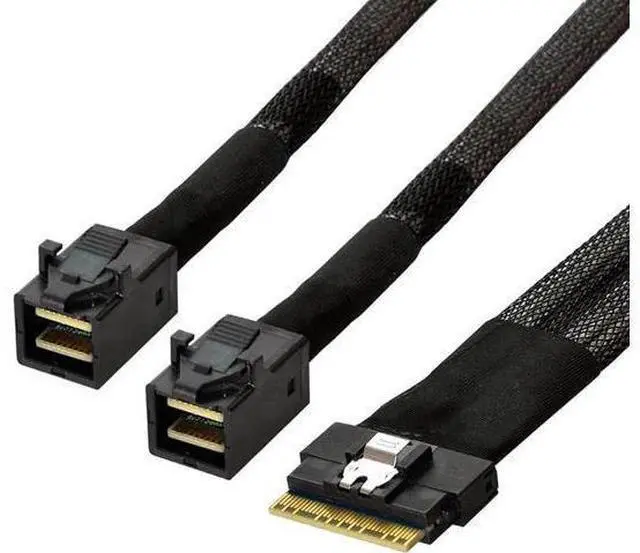 Main image of 100cm Cable PCI-Express Mini SAS HD PCI-E Ultraport Slimline 74pin to Dual SFF-8643 4i SAS Slim 4.0 SFF-8654 8i