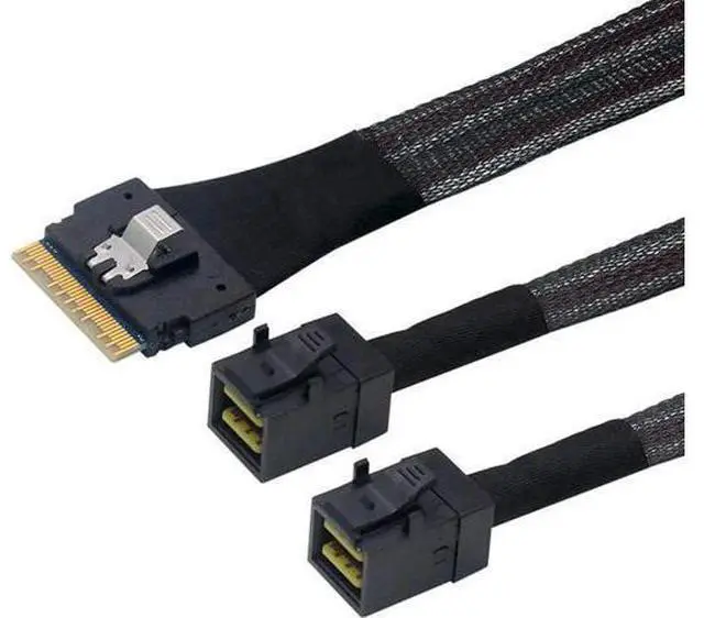 Alt view image 3 of 4 - 100cm Cable PCI-Express Mini SAS HD PCI-E Ultraport Slimline 74pin to Dual SFF-8643 4i SAS Slim 4.0 SFF-8654 8i