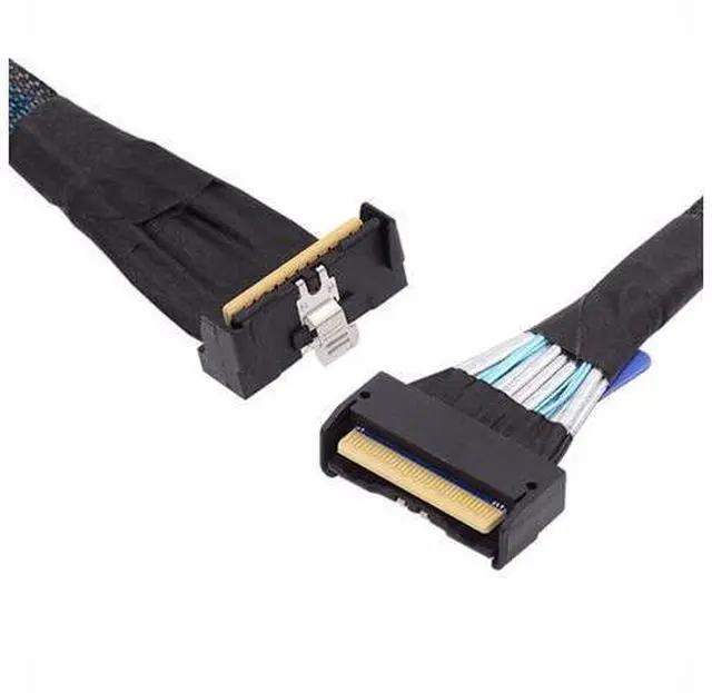 Main image of Cable PCI-E 5.0 Mini Cool Edge IO MCIO Angled PCI-E 8i 74Pin Male to MCIO 74Pin Male Extender Cable 35cm