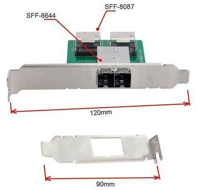 Alt view image 6 of 7 - Mini SAS 2 SFF-8644 to 2 SFF-8087 HD Data Server Converter Adapter with Bracket