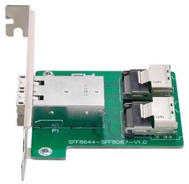 Alt view image 7 of 7 - Mini SAS 2 SFF-8644 to 2 SFF-8087 HD Data Server Converter Adapter with Bracket