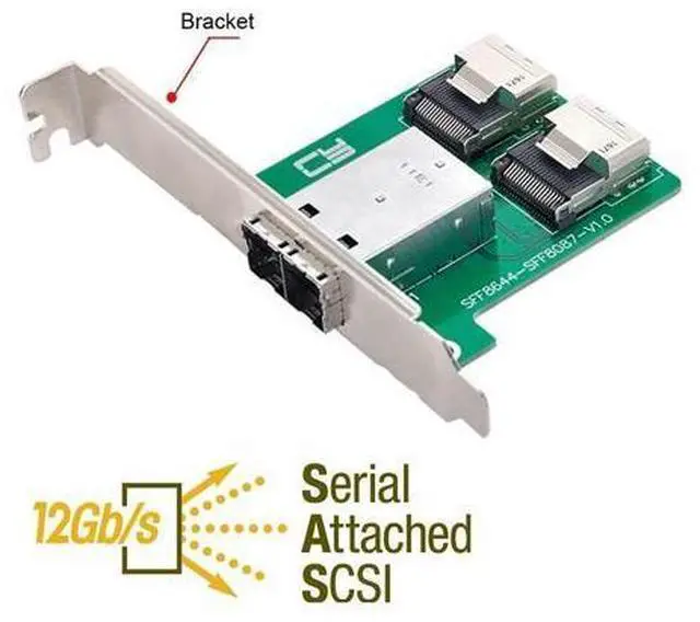 Alt view image 4 of 7 - Mini SAS 2 SFF-8644 to 2 SFF-8087 HD Data Server Converter Adapter with Bracket