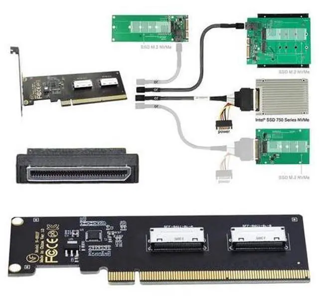 Alt view image 2 of 7 - Oculink to PCIe 4.0 X16 Adapter 2 Port SFF-8611/8612 8i to PCI Express Expansion Card Adapter with 8cm/12cm Slot Bracket