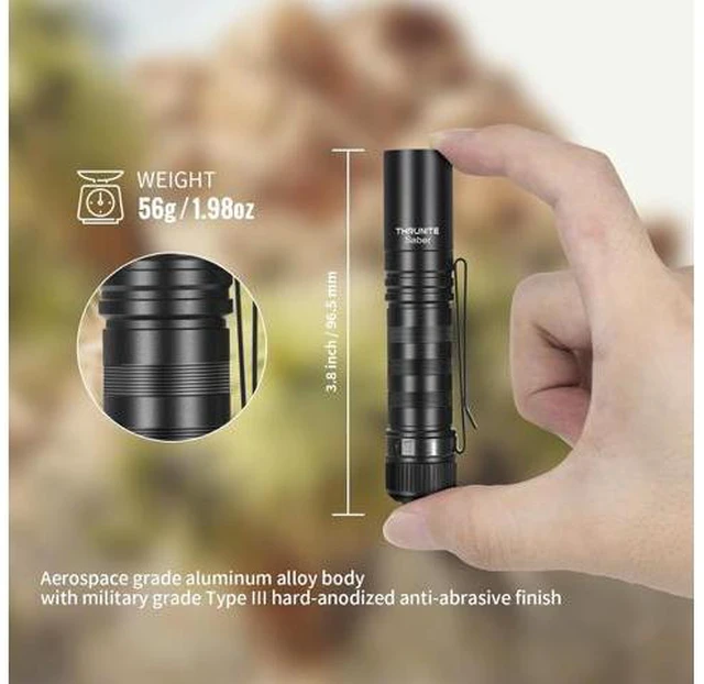 Alt view image 2 of 7 - Saber 659 Lumens Small EDC Flashlight AA Rechargeable High Performance SST20 LED Mini Pocket Flashlight with Clip