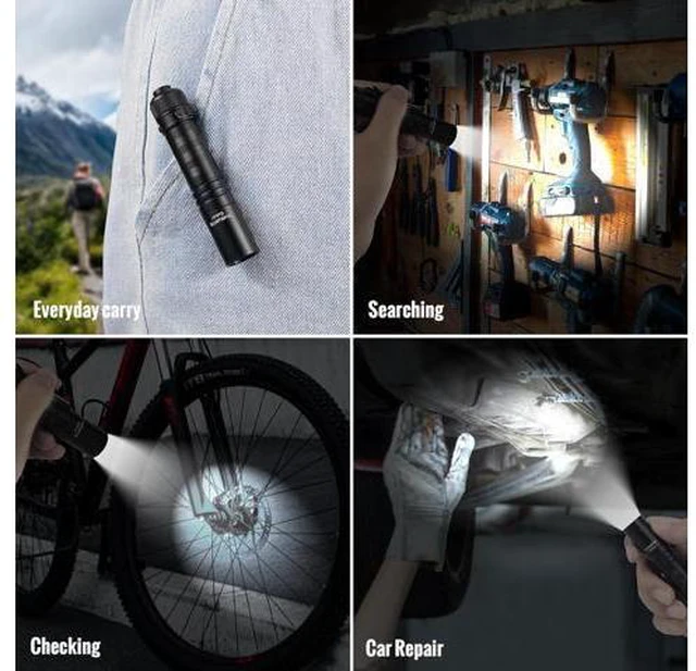 Alt view image 4 of 7 - Saber 659 Lumens Small EDC Flashlight AA Rechargeable High Performance SST20 LED Mini Pocket Flashlight with Clip