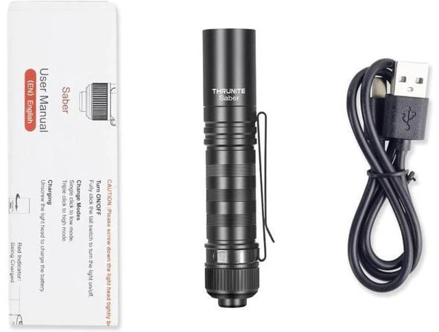Alt view image 7 of 7 - Saber 659 Lumens Small EDC Flashlight AA Rechargeable High Performance SST20 LED Mini Pocket Flashlight with Clip