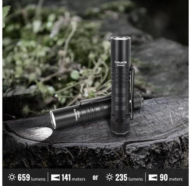 Alt view image 5 of 7 - Saber 659 Lumens Small EDC Flashlight AA Rechargeable High Performance SST20 LED Mini Pocket Flashlight with Clip