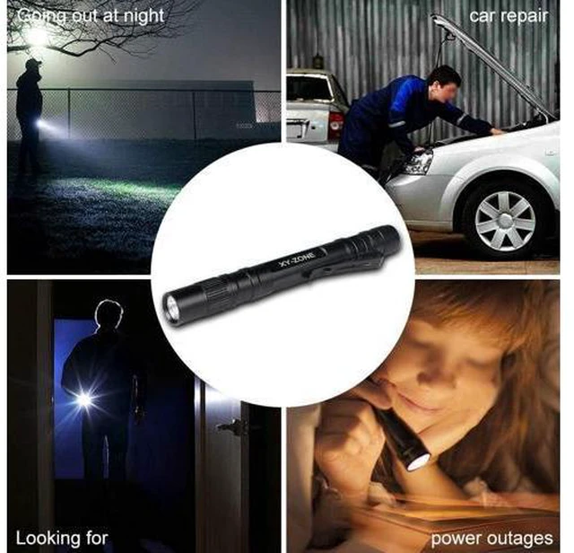 Alt view image 7 of 7 - 5PCS Led Pen Flashlight 1000 Lumens Lamp Clip Mini Black 507 Pocket Penlight Flashlight Torch Powered by 2 AAA Battery(Battery Not Included)