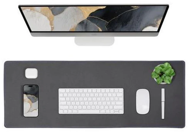 Main image of Waterproof Mouse Pad with Durable Stitched Edge, XL Gaming Keyboard Pad, Non-Slip Rubber Base Mouse Mat, Desk pad for Gamer, Office & Home, Dark Gray Mousepad 31.5''x 11.8''x 0.12''