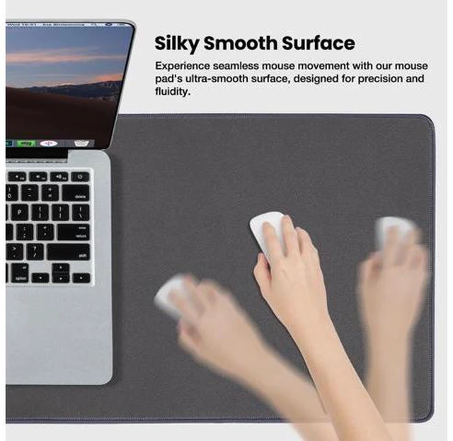 Alt view image 2 of 7 - Waterproof Mouse Pad with Durable Stitched Edge, XL Gaming Keyboard Pad, Non-Slip Rubber Base Mouse Mat, Desk pad for Gamer, Office & Home, Dark Gray Mousepad 31.5''x 11.8''x 0.12''