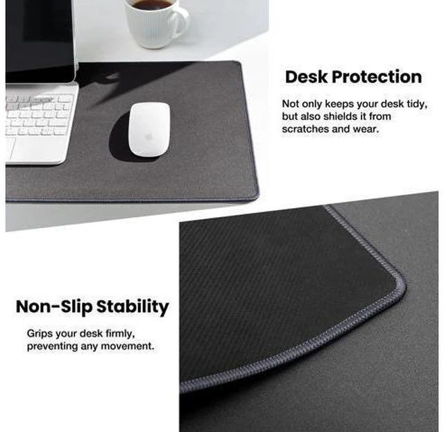 Alt view image 4 of 7 - Waterproof Mouse Pad with Durable Stitched Edge, XL Gaming Keyboard Pad, Non-Slip Rubber Base Mouse Mat, Desk pad for Gamer, Office & Home, Dark Gray Mousepad 31.5''x 11.8''x 0.12''