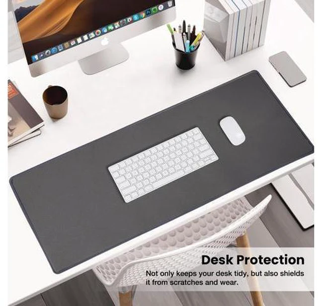 Alt view image 5 of 7 - Waterproof Mouse Pad with Durable Stitched Edge, XL Gaming Keyboard Pad, Non-Slip Rubber Base Mouse Mat, Desk pad for Gamer, Office & Home, Dark Gray Mousepad 31.5''x 11.8''x 0.12''