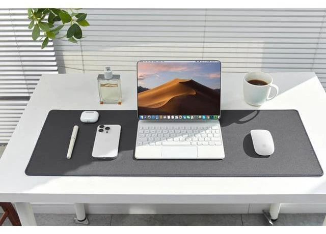 Alt view image 7 of 7 - Waterproof Mouse Pad with Durable Stitched Edge, XL Gaming Keyboard Pad, Non-Slip Rubber Base Mouse Mat, Desk pad for Gamer, Office & Home, Dark Gray Mousepad 31.5''x 11.8''x 0.12''