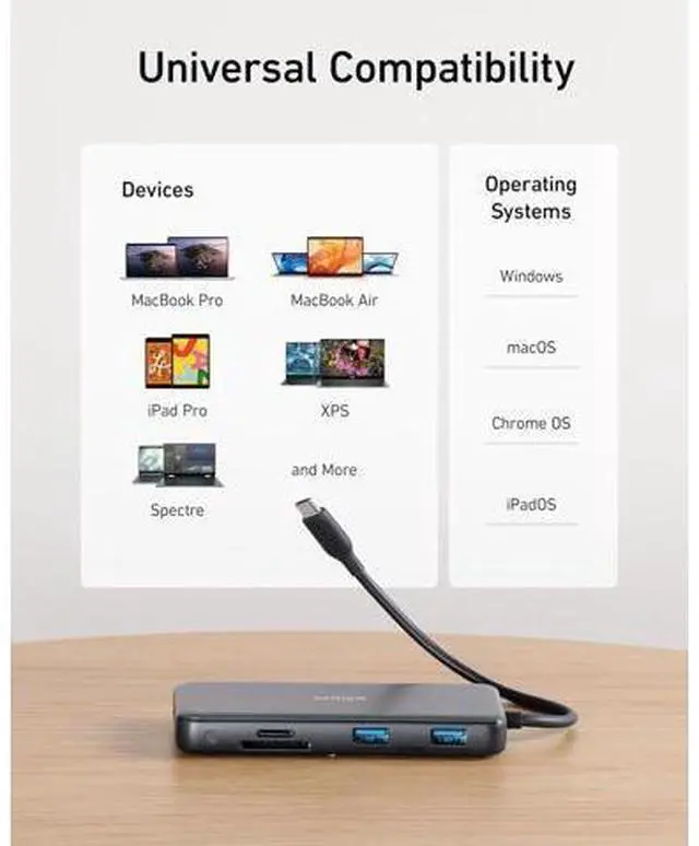 Alt view image 5 of 7 - 555 USB-C Hub (8-in-1) with 85W Power Delivery 4K 60Hz HDMI Port 10Gbps USB C and 2 A Data Ports Ethernet microSD SD Card Reader for MacBook Pro More