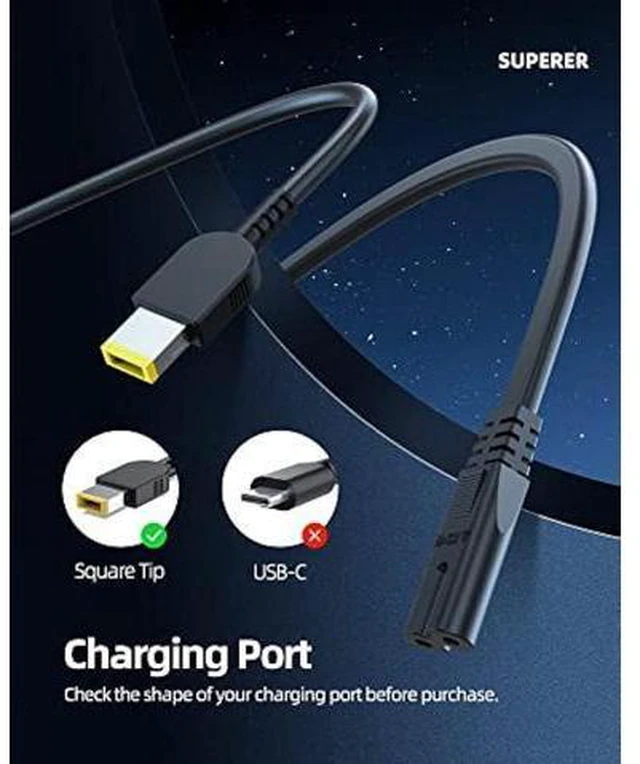 Alt view image 2 of 7 - 65W 45W Slim Tip AC Charger Fit for Lenovo Thinkbook 15 14 14s 13 13s Laptop Power Supply Adapter Cord