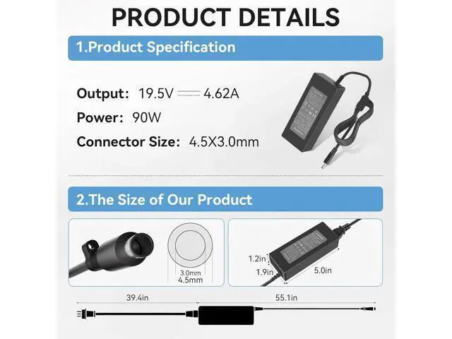Alt view image 4 of 6 - 90W AC Adapter for Dell Optiplex Micro 9020 7050 7010 7020 7040 3050 7060 5050 5060 7070 Micro Desktop Power Supply-for Dell Optiplex Micro PC- for Optiplex 3060 3070 3080
