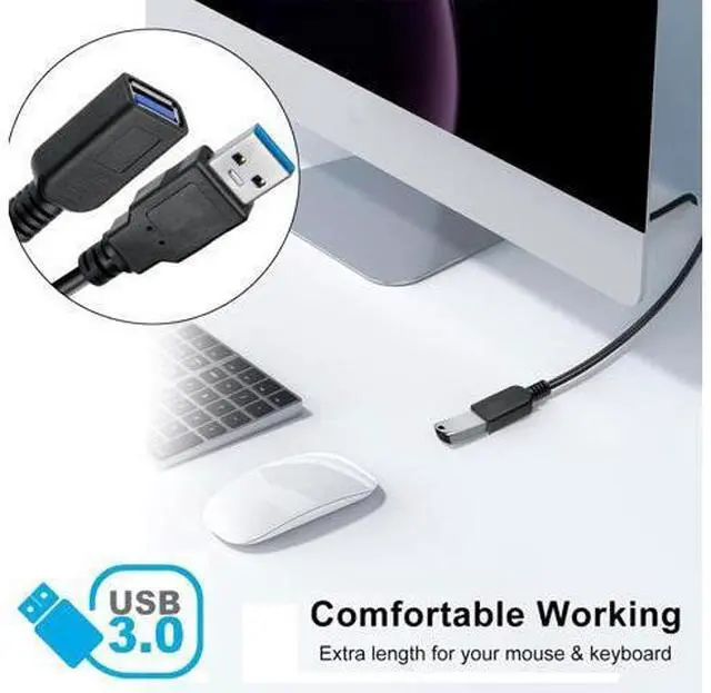 Alt view image 5 of 5 - SaiTech IT 6 Pack Short Length 1 Feet USB 3.0 Extension Cable, USB 3.0 A Male to Female Extender - Black