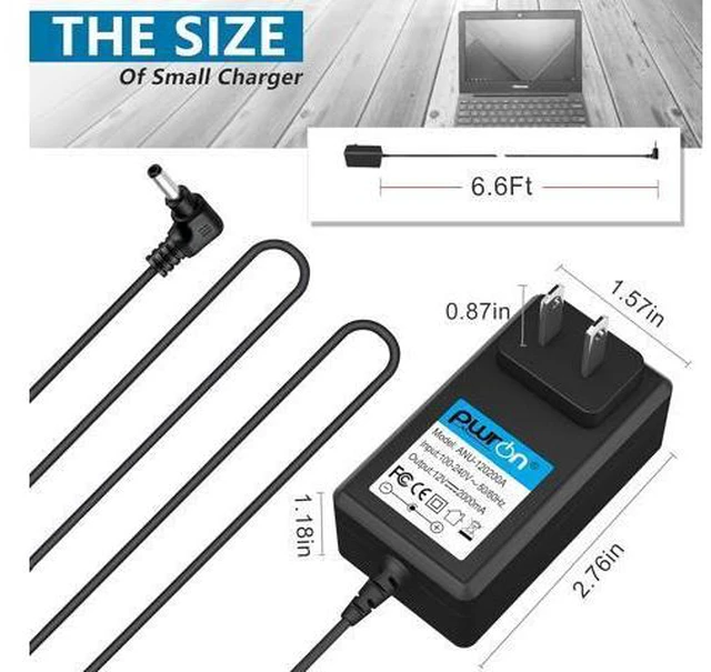 Alt view image 6 of 6 - PwrON 6.6 FT Long 12V AC to DC Power Adapter Charger for Hisense Chromebook C11 C12 Laptop