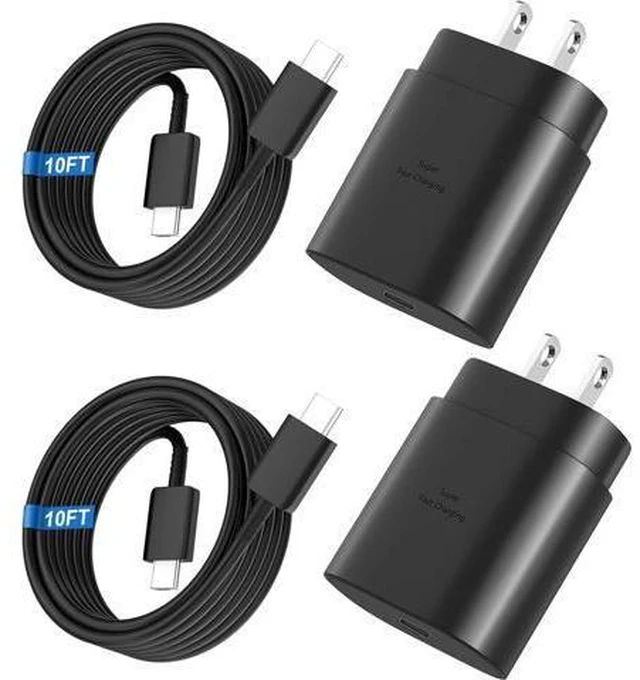 Main image of Super Fast Charger Type C, 25W USB C Wall Charger Fast Charging for Samsung Galaxy S25 Ultra/S25/S25+/S24+/S24 Ultra/S24/S24+/S23 Ultra/S22 Ultra/S21 with 10FT Long Android Type C Charger Cable 2Pack