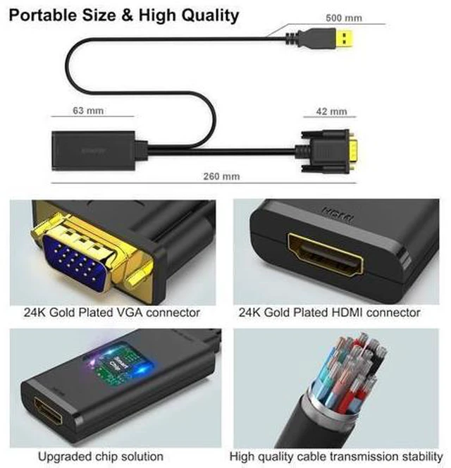 Alt view image 6 of 7 - VGA to HDMI Adapter 1080P Converter with Audio from Computer/Laptop VGA Source to HDMI TV/Monitor