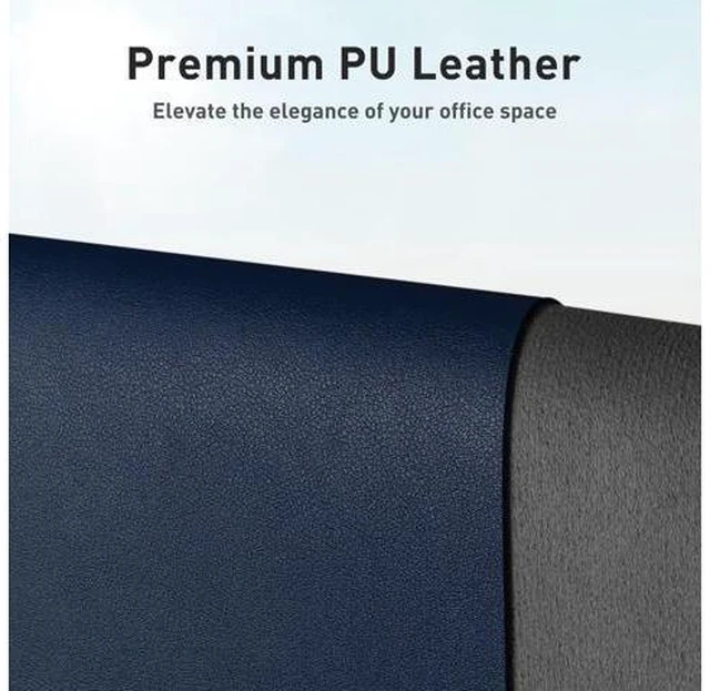 Alt view image 2 of 7 - Leather Desk Pad Protector Mouse Pad Office Desk Mat Non-Slip PU Leather Desk Blotter Laptop Desk Pad Waterproof Desk Writing Pad for Office and Home (Dark Blue 23.6 x 13.7)