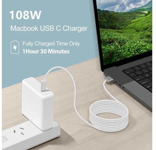 Alt view image 2 of 6 - 96W USB C Charger for Mac Pro 16 15 13 inch New Mac Air 13 inch 2023/2022/2021 iPad Pro 12.9/11 Thunderbolt 3 Power 6.6ft Cable USB C to Mag 3